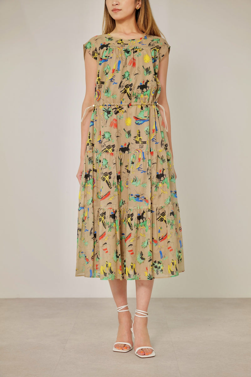 25SS商品-25126031】綿ローンリゾートプリントドレス – DUAL VIEW