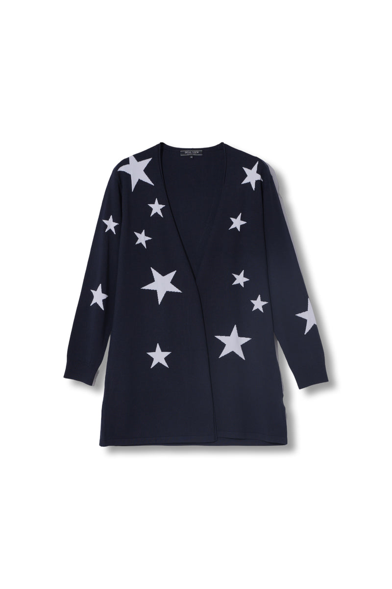 25SS商品-25318008】星柄インターシャトッパーカーディガン