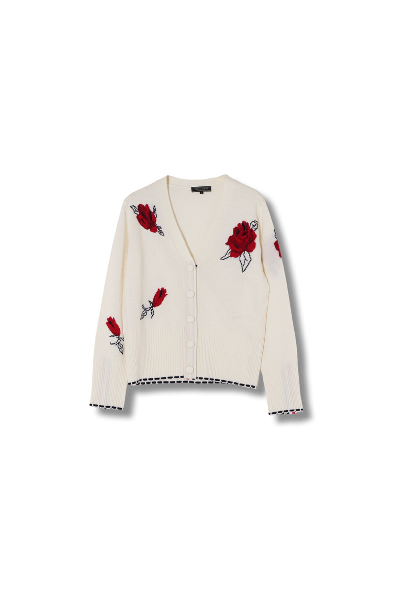 25AW商品-25358077】フラワーインターシャVネックカーディガン – DUAL VIEW