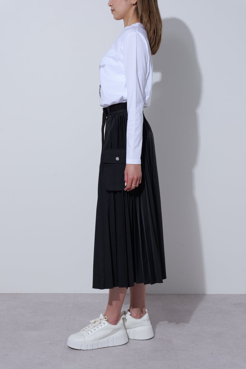 25AW予約商品-25142003】カーゴポケット付きサイドプリーツスカート