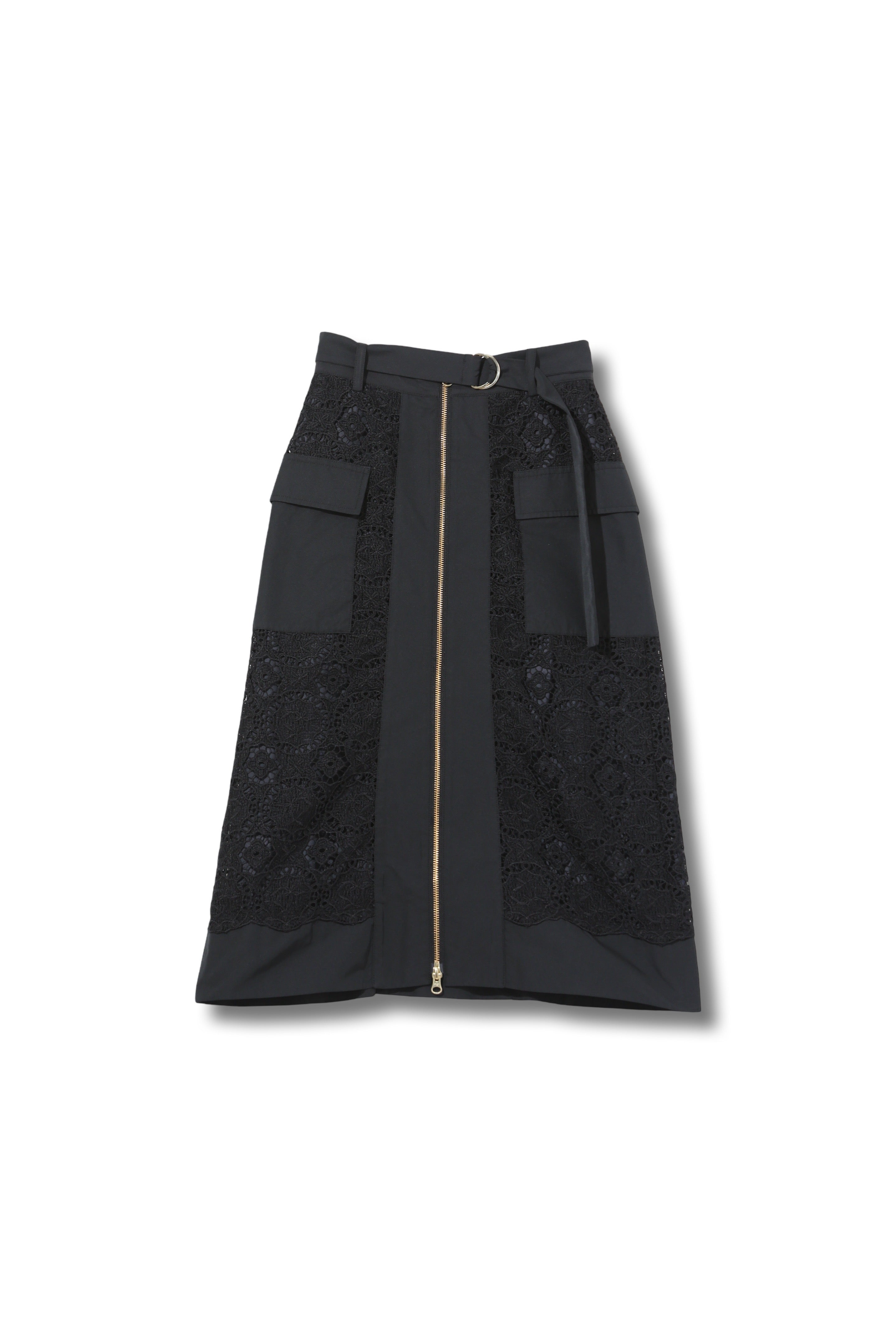 【24112008】レース切り替えタフタポケット付きスカート