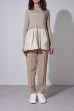 【24AW商品-24348015】　タック切替クルーリブプルオーバー