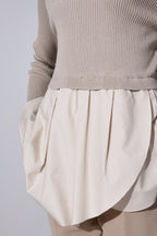 【24AW商品-24348015】　タック切替クルーリブプルオーバー