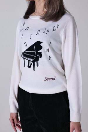 【24AW商品-24348001  】ピアノモチーフインターシャニット