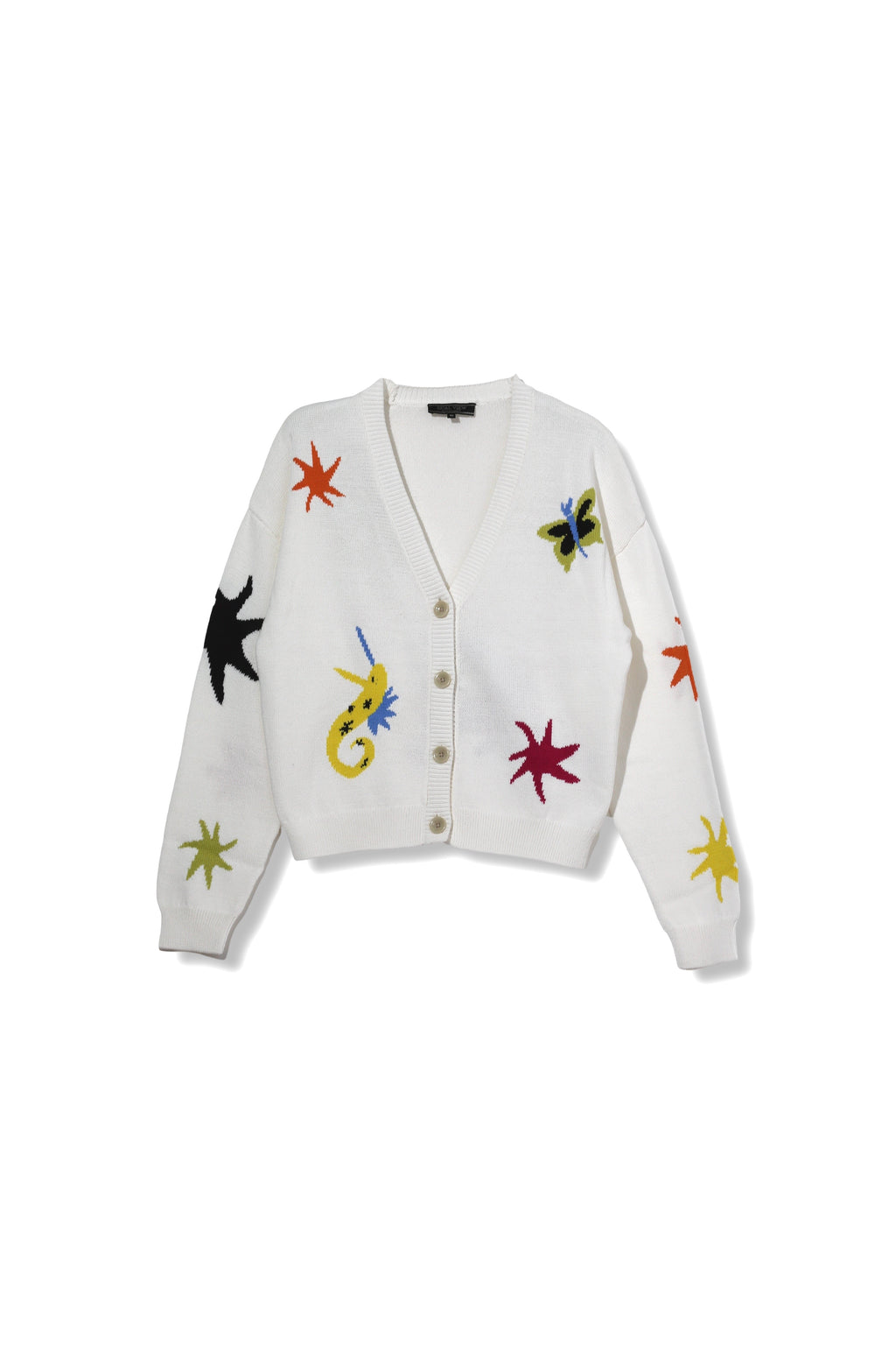 【24SS 商品】モチーフとび柄Vネックカーディガン