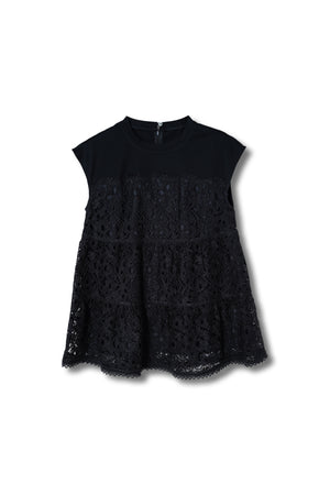 【25SS商品-25828016】レースカットソーコンビネーショントップス