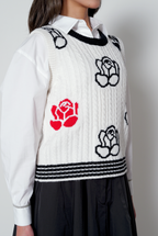 【25AW商品-25358078】フラワーインターシャベスト