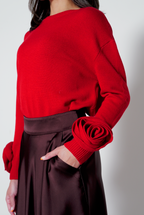 【25AW商品-25358075】フラワーモチーフスリーブプルオーバー