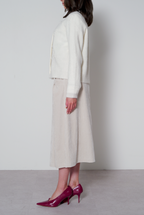 【25AW商品-25358069】ベビーアルパカ フラワー刺繍カーディガン