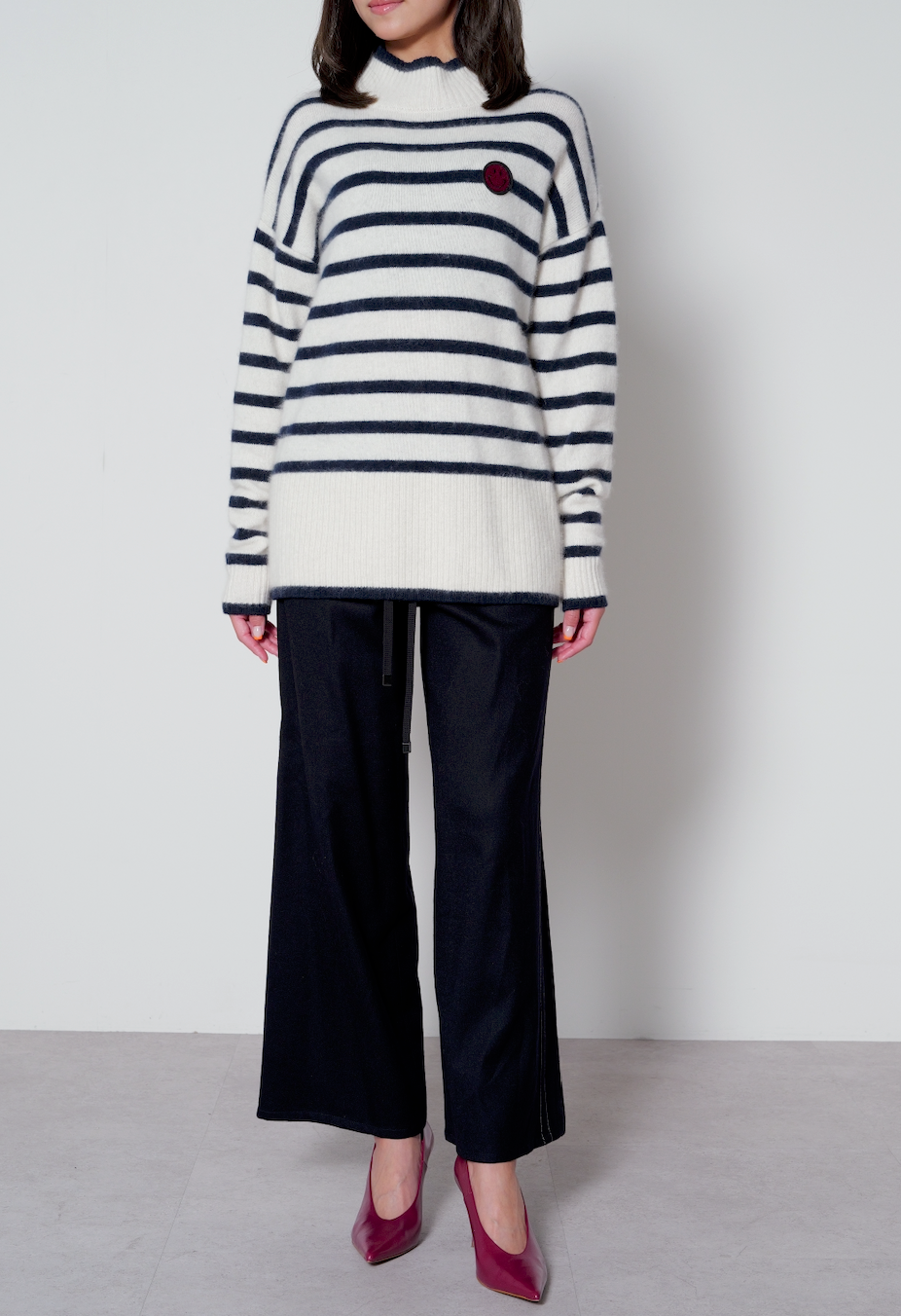 【25AW商品-25358070】ラクーン パネルボーダーチュニック丈プルオーバー