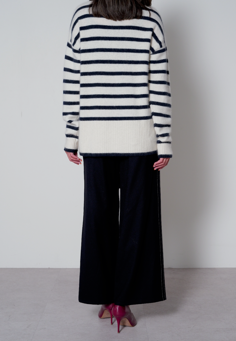 【25AW商品-25358070】ラクーン パネルボーダーチュニック丈プルオーバー