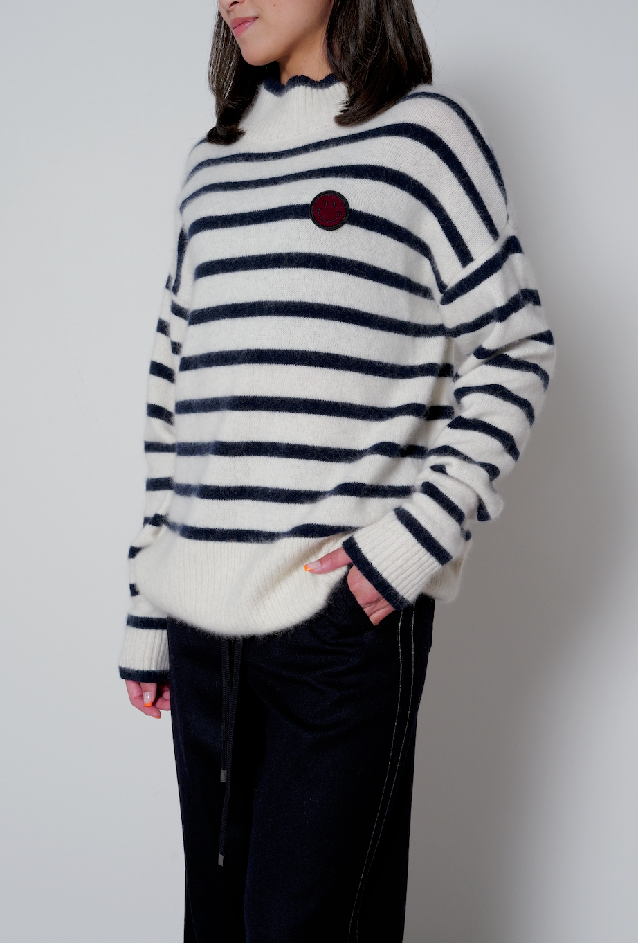 【25AW商品-25358070】ラクーン パネルボーダーチュニック丈プルオーバー