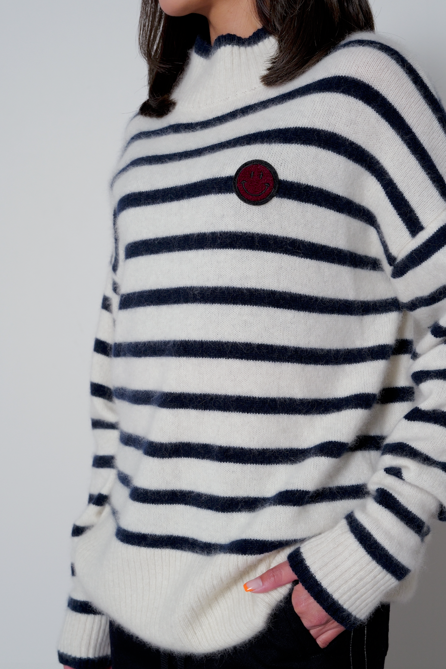 【25AW商品-25358070】ラクーン パネルボーダーチュニック丈プルオーバー