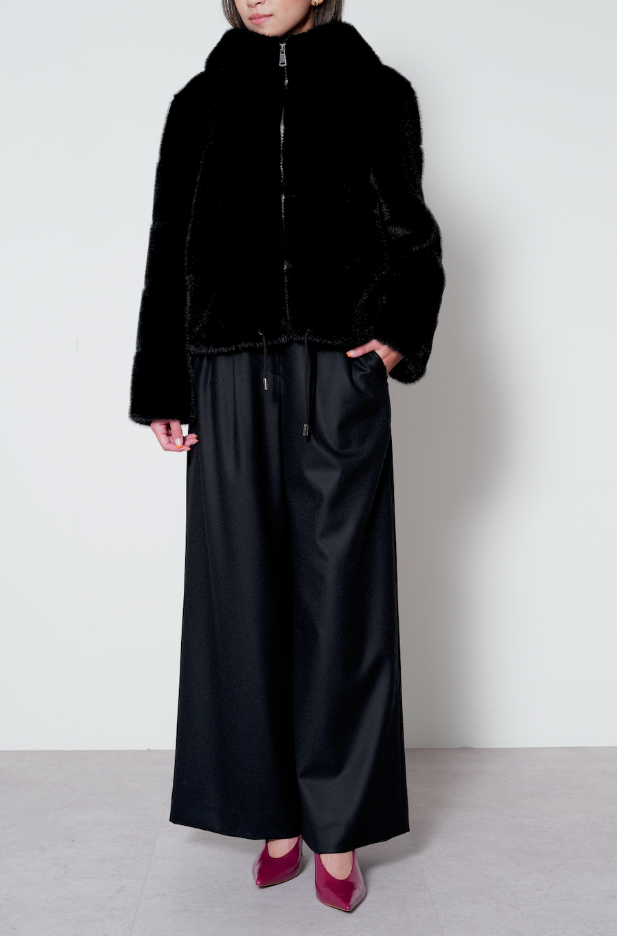 【25AW商品-25151016】フェイクミンク横接ぎジャケット