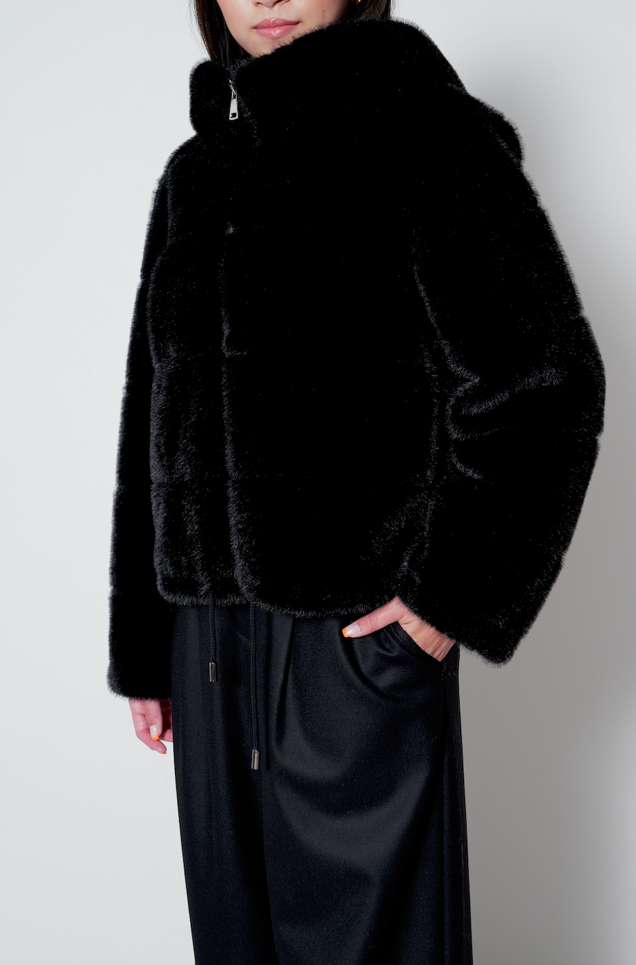 【25AW商品-25151016】フェイクミンク横接ぎジャケット