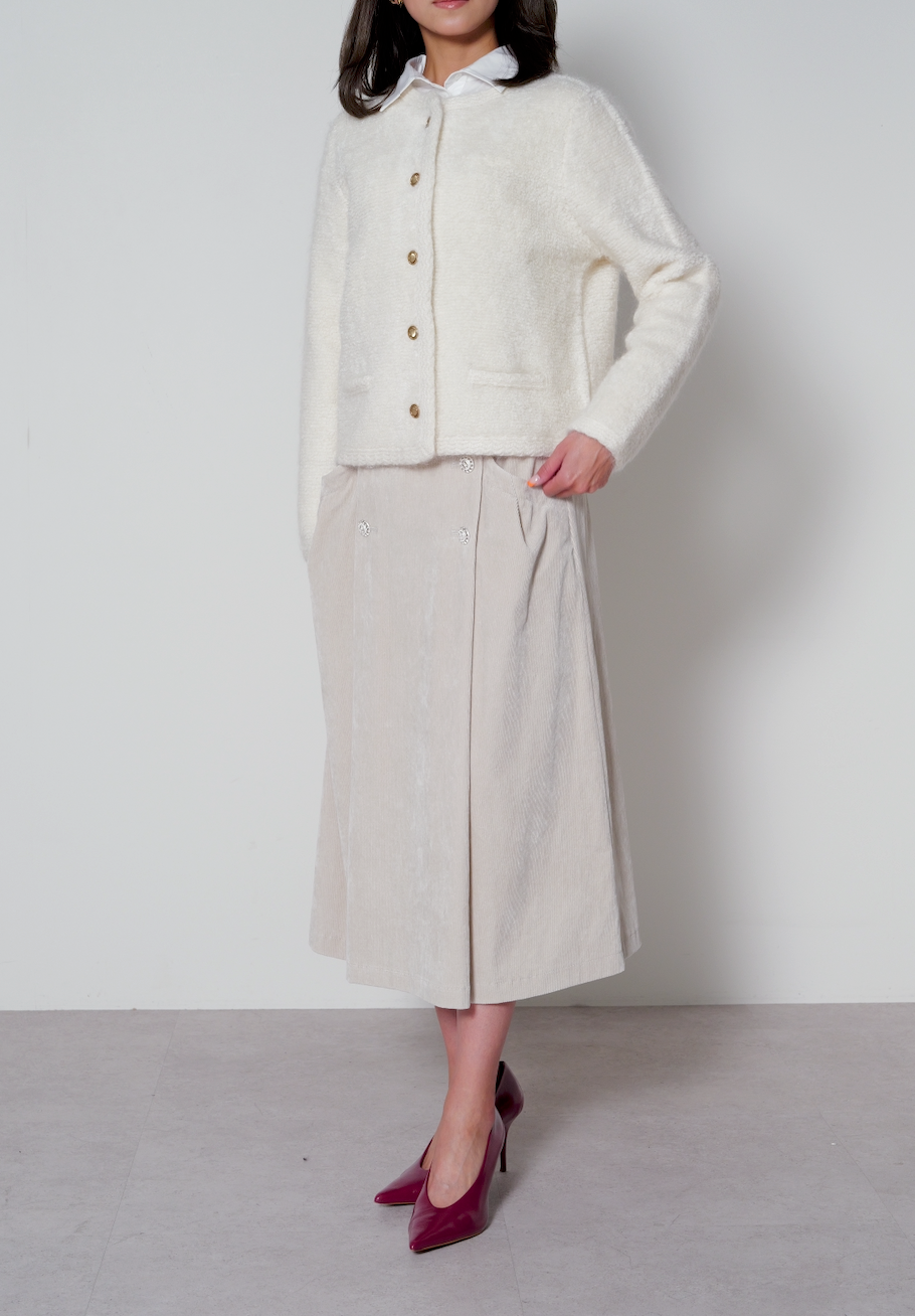 【25AW商品-25358087】ループモヘアメタル釦付きニットジャケット