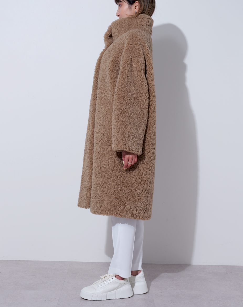 【25AW商品-25141006】カーリーECOファーハイネックコート