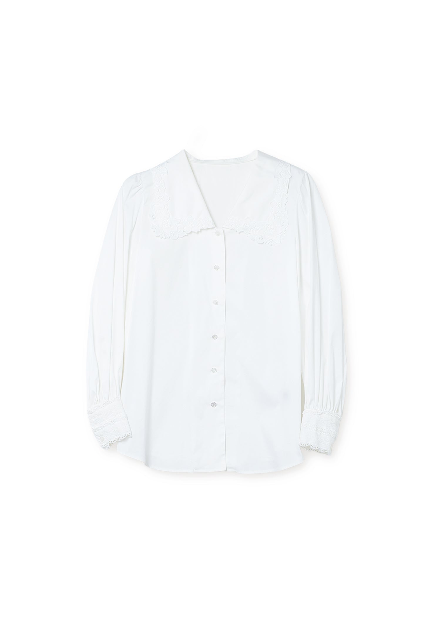 【22140009】衿レースモチーフ付きパフスリーブブラウス