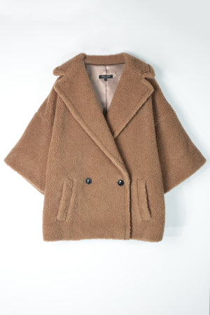 【23AW 商品】キャメル七分袖コートジャケット