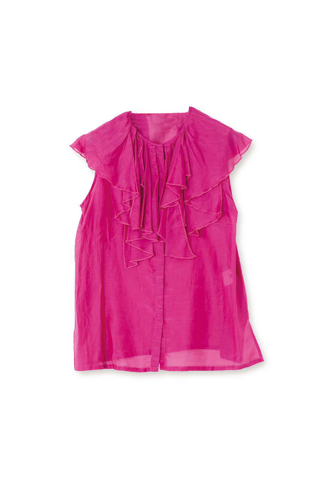 【24120032】コットンシルクローン　ラッフルブラウス