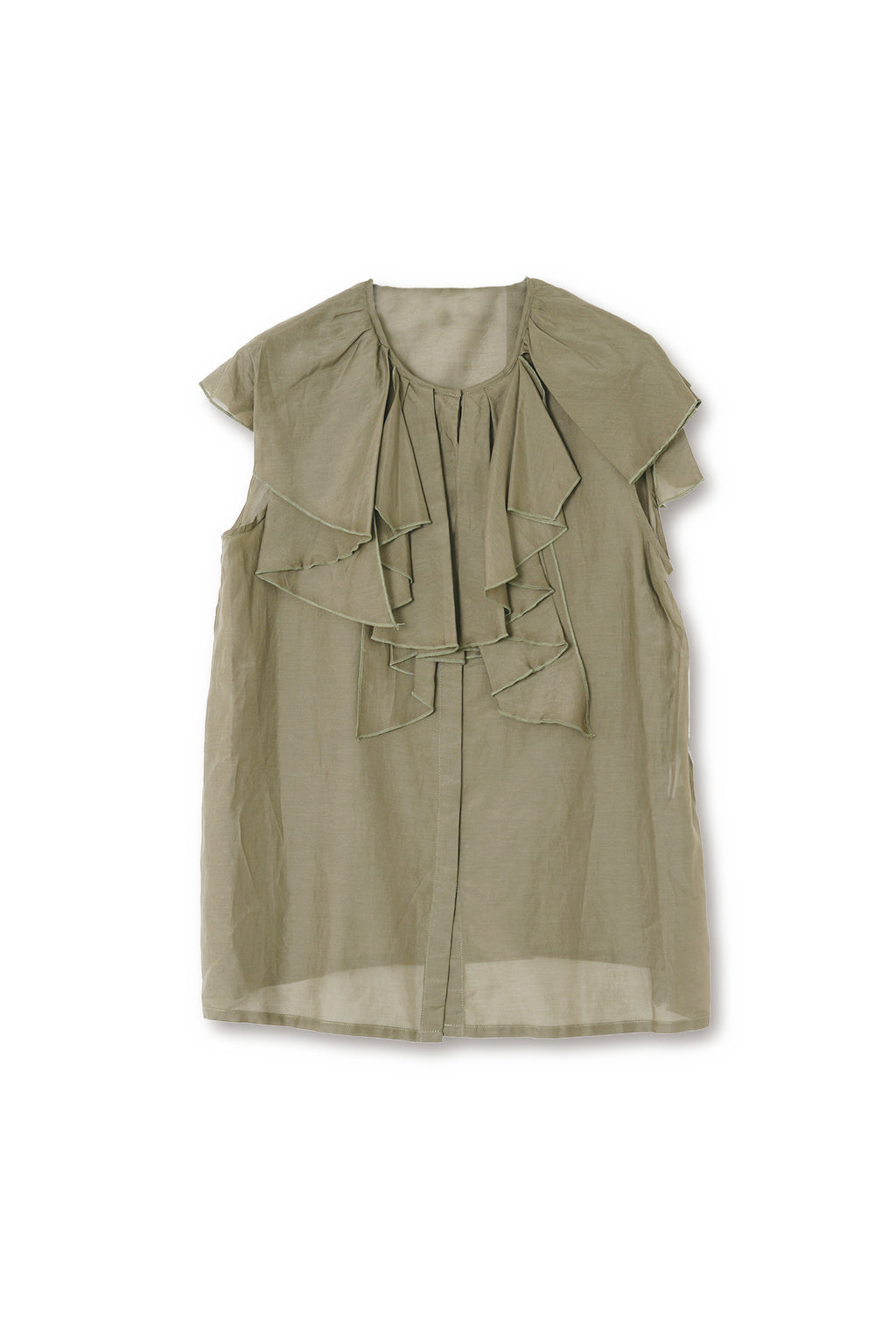 【24120032】コットンシルクローン　ラッフルブラウス