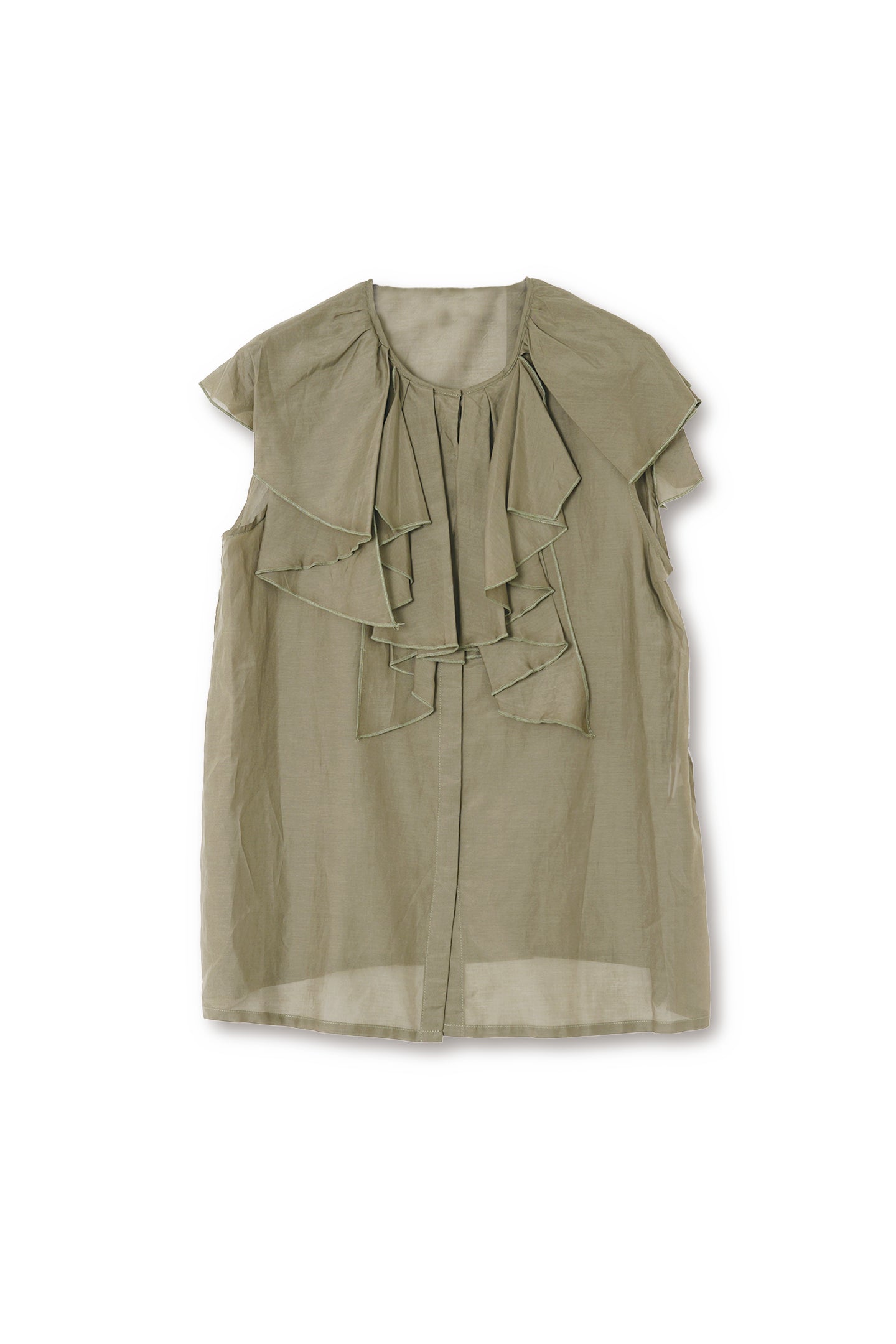 【24120032】コットンシルクローン　ラッフルブラウス