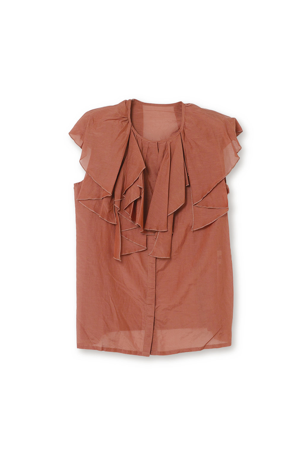 【24120032】コットンシルクローン　ラッフルブラウス