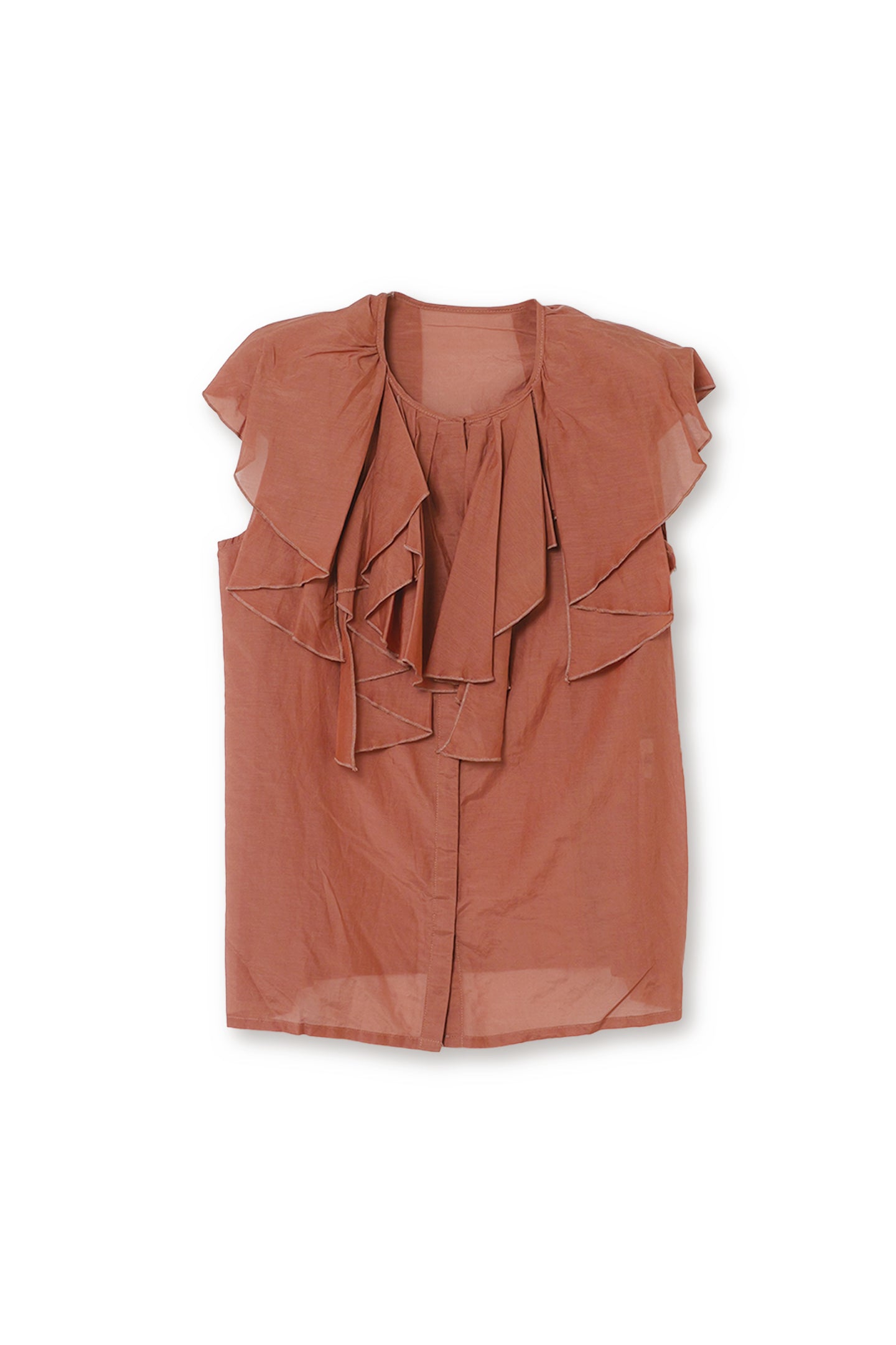 【24120032】コットンシルクローン　ラッフルブラウス