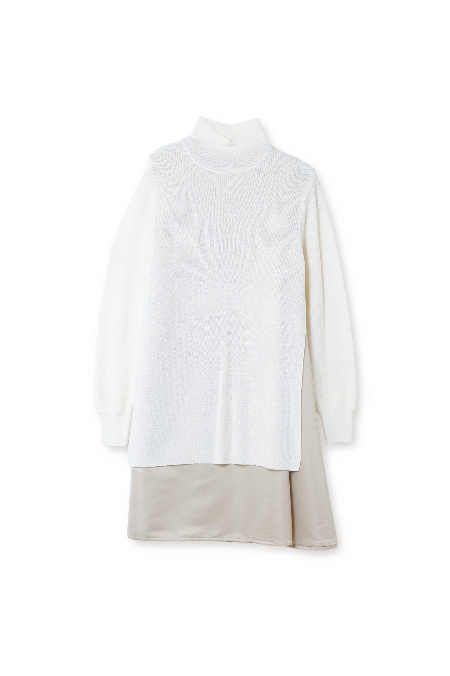 【24146011】ニットコンビサテンドレス