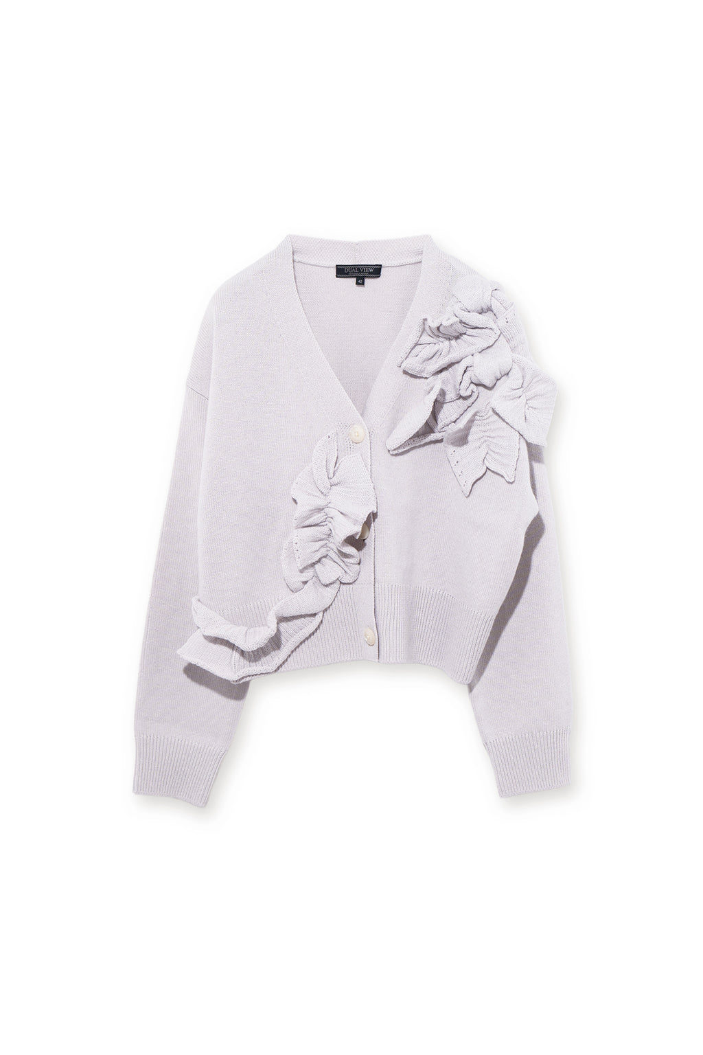 【25AW商品-25358074】フリルフラワーモチーフVネックカーディガン