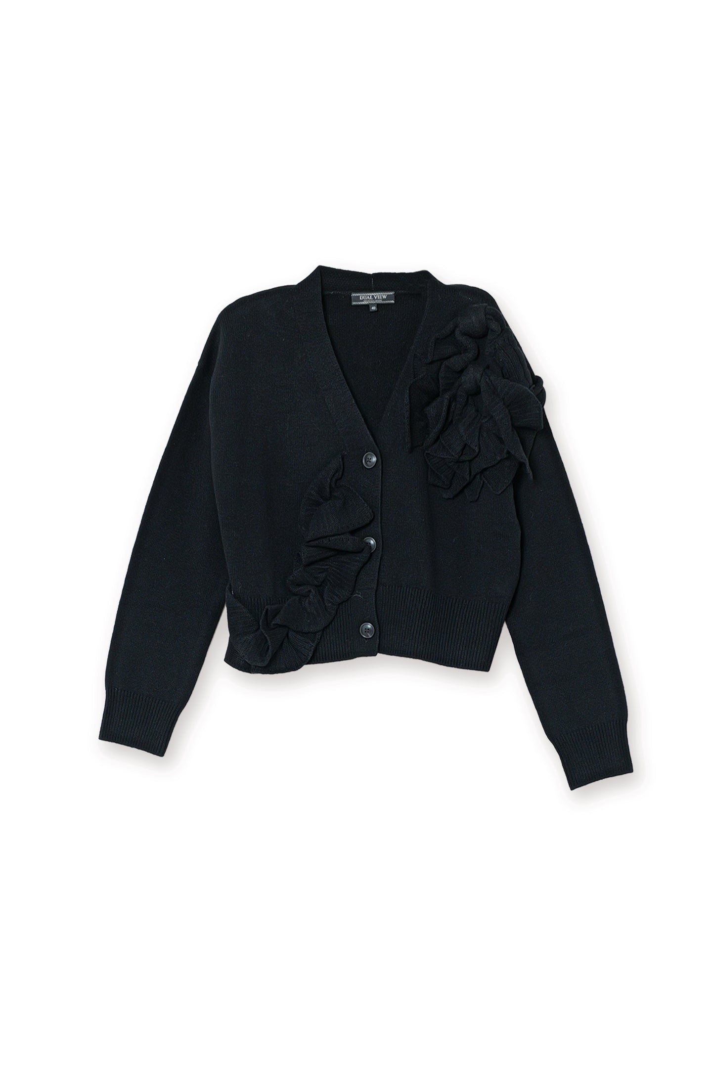 【25AW商品-25358074】フリルフラワーモチーフVネックカーディガン
