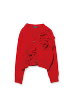 【25AW商品-25358074】フリルフラワーモチーフVネックカーディガン