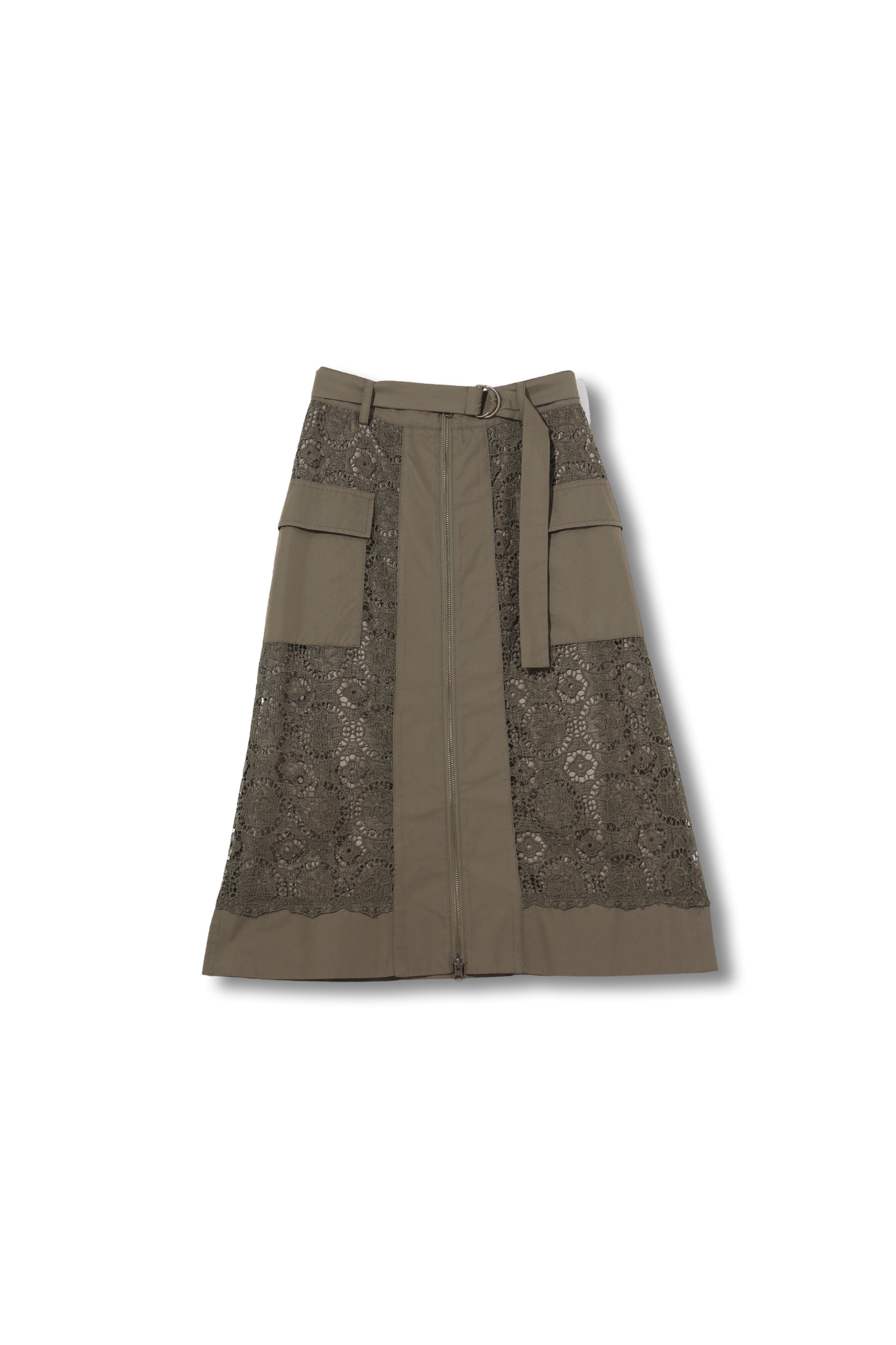 【24112008】レース切り替えタフタポケット付きスカート