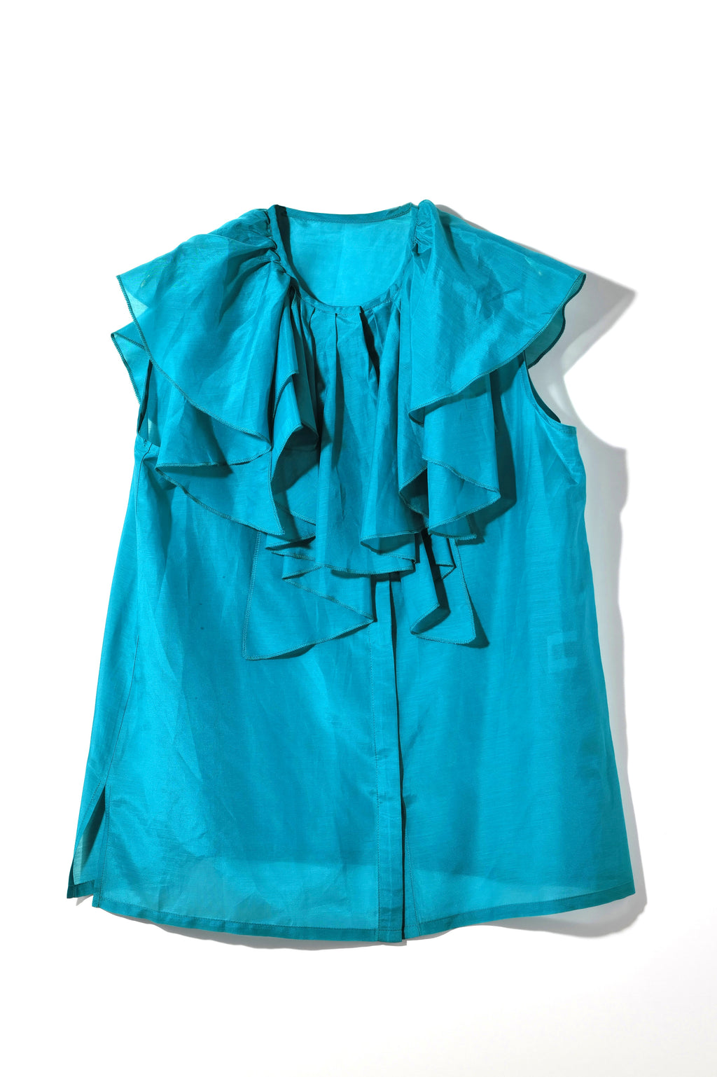 【24120032】コットンシルクローン　ラッフルブラウス