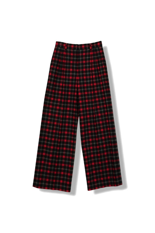 【23144009】 ウールミルドチェックワイドパンツ