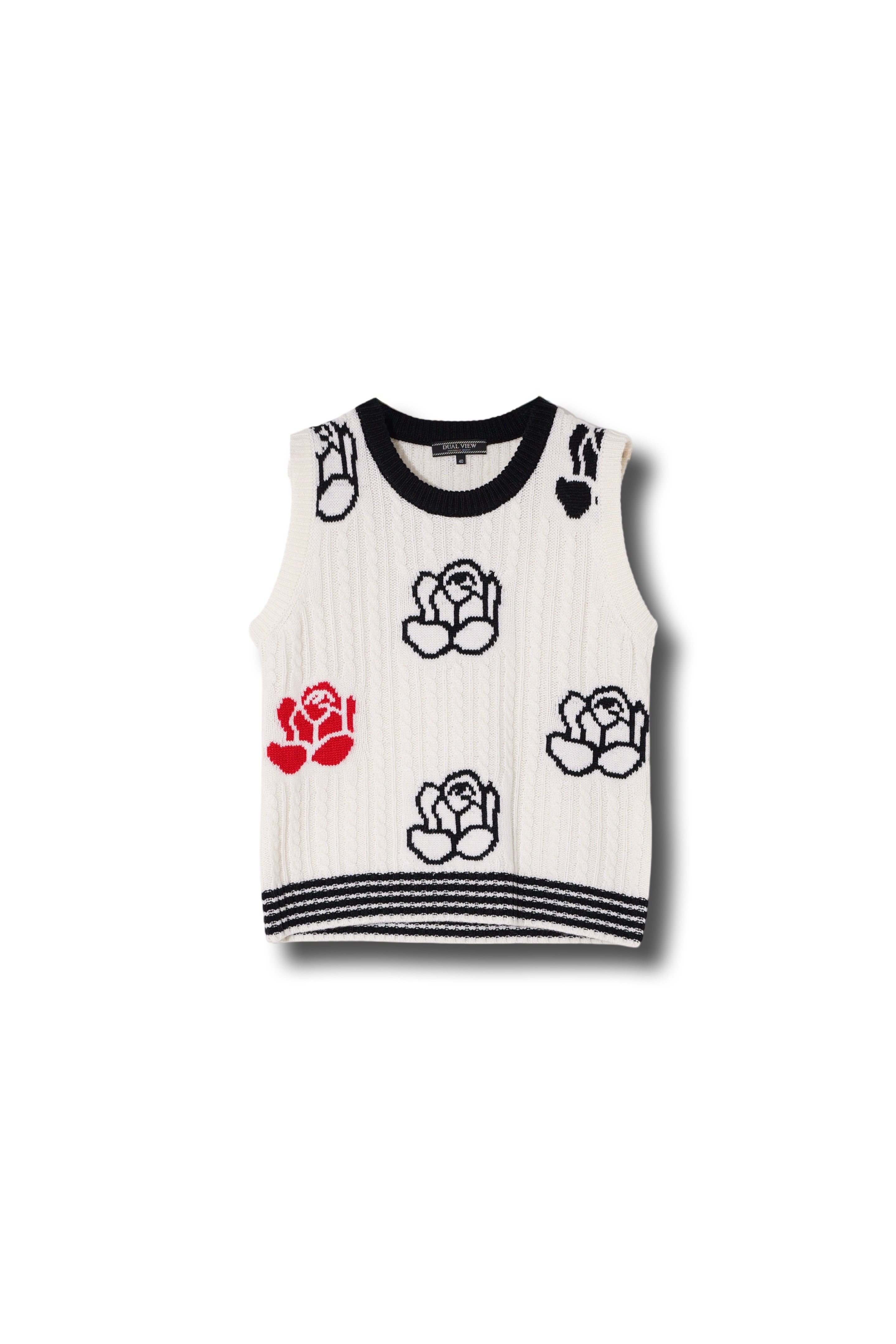 【25AW商品-25358078】フラワーインターシャベスト