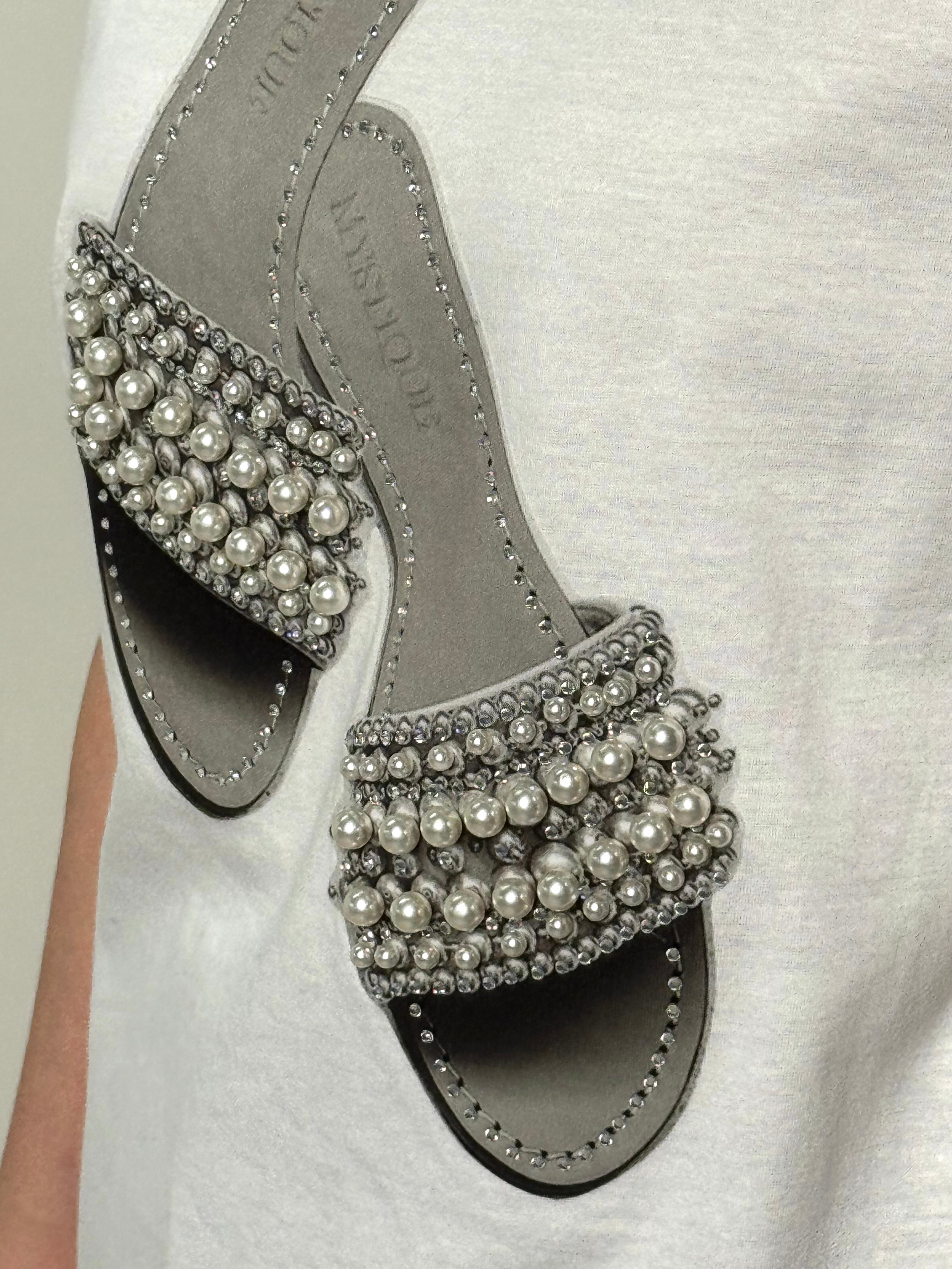 【25SS商品-25828012】パールサンダル Tシャツ