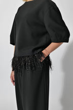 【24SS 商品】フェザー付きトップス