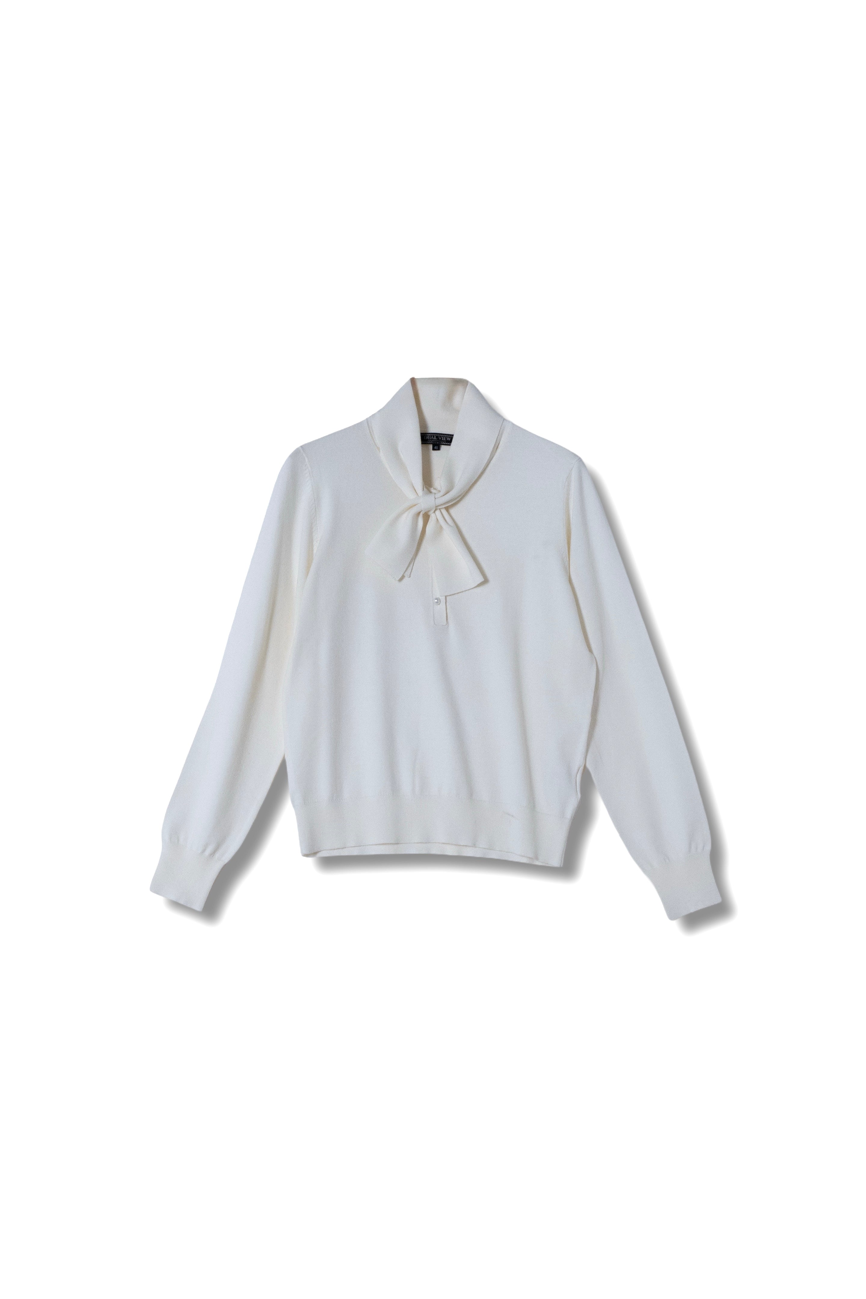 【25AW商品-25348029】パール釦ボウタイニット