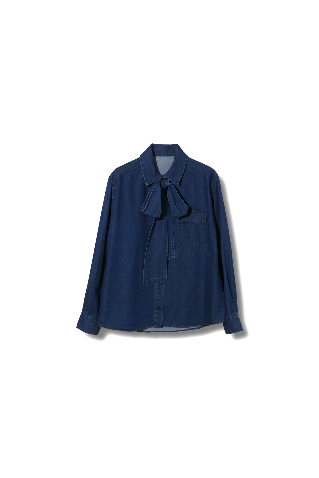 【25AW予約商品-25150011】デニム ボウタイブラウス