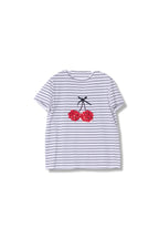 【25SS商品-25828007】チェリーモチーフボーダーTシャツ