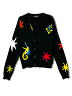 【24SS 商品】モチーフとび柄Vネックカーディガン