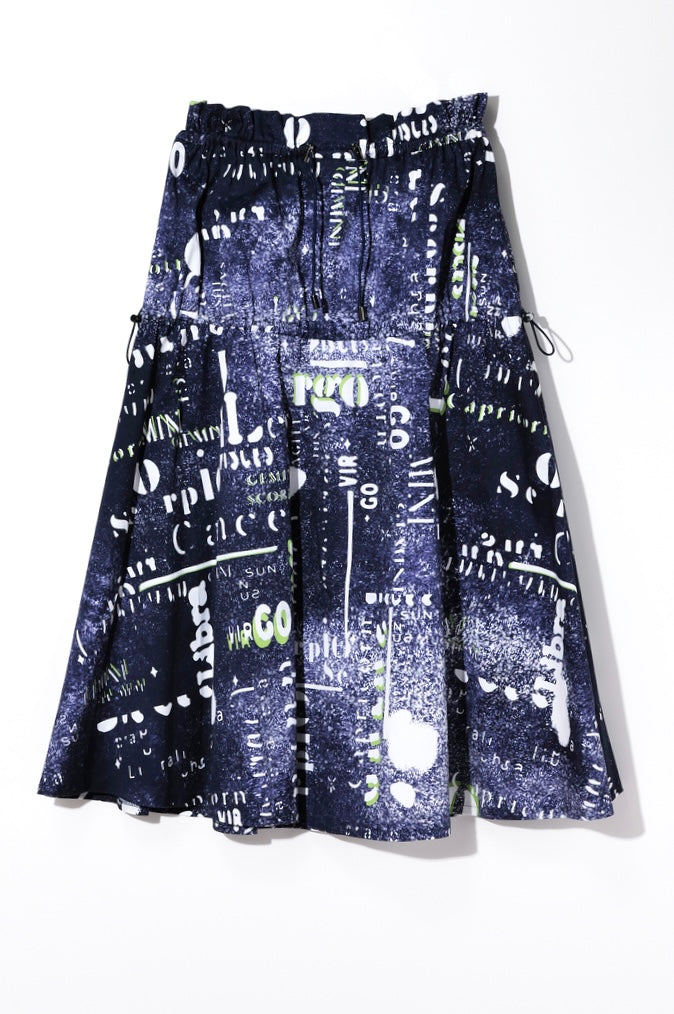 【24112013】コットン顔料プリントティアードskirt