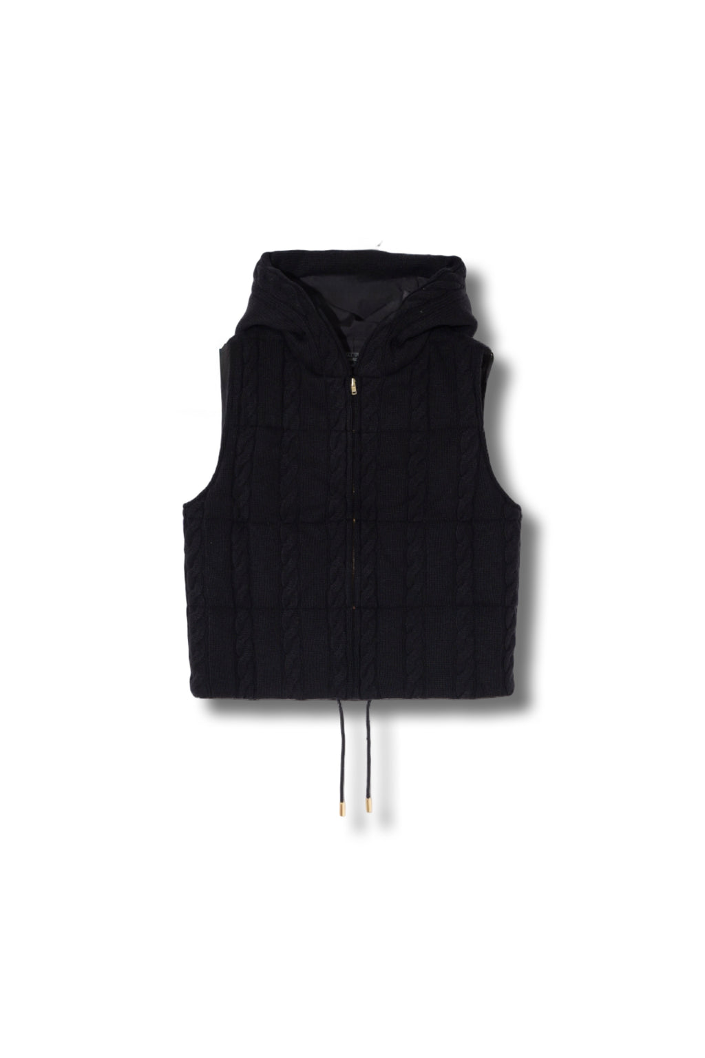 【25AW商品-25153028】ケーブルニットタフタコンビフード付きベスト