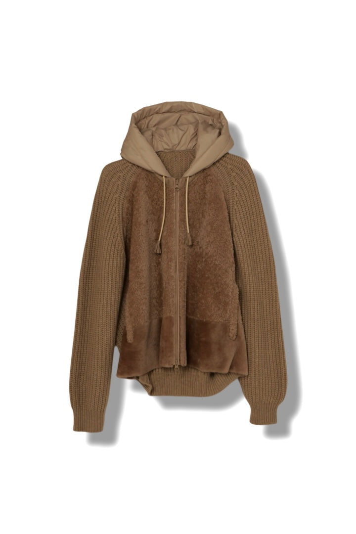 【 23AW商品-23643010】ムートン ニット タフタ コンビネーションブルゾン