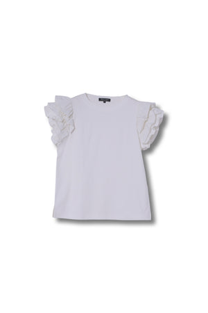 【25SS商品-25818001】タフタフリル袖Tシャツ