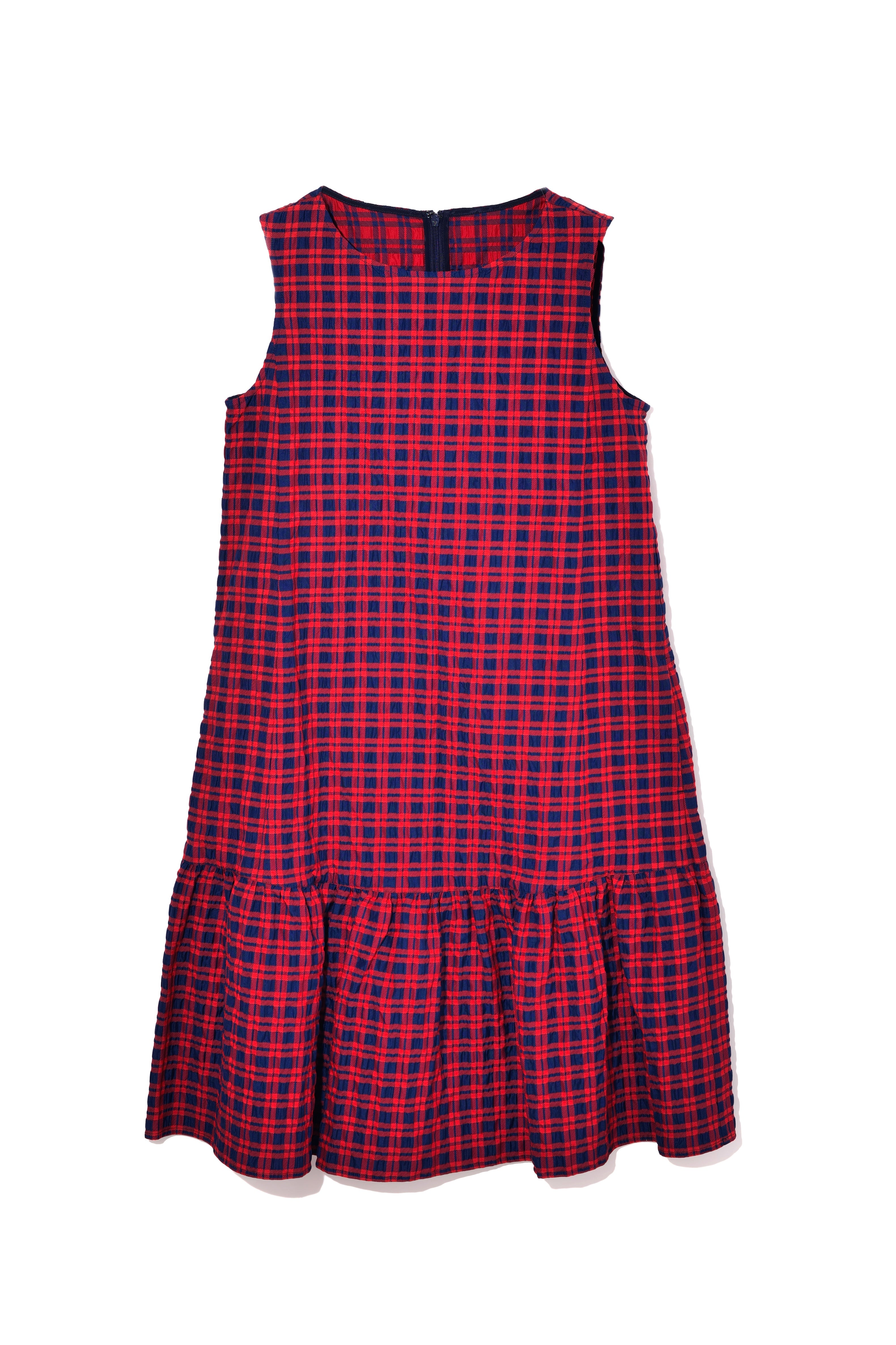 【24116010】ジャガードチェックティアードドレス