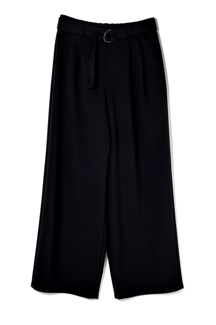 【24114002】ポリエステル／レーヨン二重織ワイドパンツ