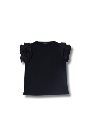 【25SS商品-25818001】タフタフリル袖Tシャツ