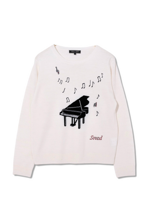 【24AW商品-24348001  】ピアノモチーフインターシャニット